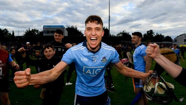 Dublin's Chris Crummey celebrates following a dramatic Leinster SHC win over Galway at Parnell Park on Saturday evening.