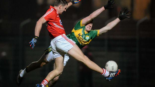 Nathan Breen pictured in action for the Kerry U-21s against Cork in the 2014 Munster Championship.