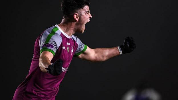 Tomo Culhane celebrates after scoring a crucial goal for NUIG against Letterkenny IT at Dangan.