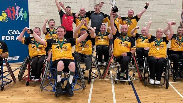 Ulster celebrate after winning the Wheelchair Hurling/Camogie League in September. 