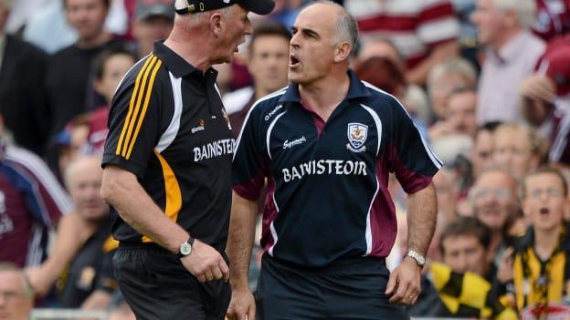 Brian Cody and Anthony Cunningham during the tense closing stages of the drawn 2012 All Ireland SHC Final at Croke Park.