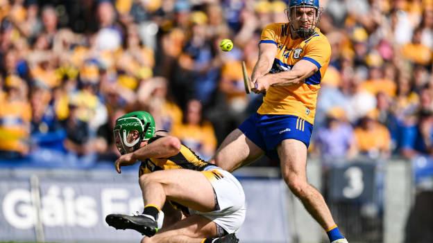 Shane O'Donnell scores a goal for Clare against Kilkenny in the All-Ireland SHC semi-final. 