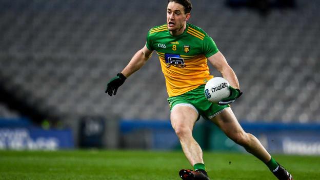 Donegal midfielder in Allianz Football League action in February.