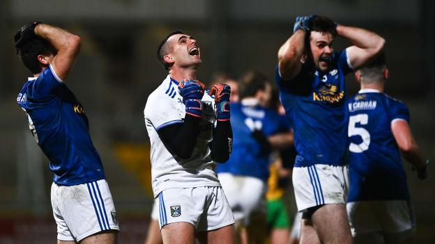 Cavan players celebrate following the Ulster GAA Football Senior Championship Final match between Cavan and Donegal at Athletic Grounds in Armagh. 