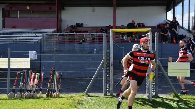 Declan Cronin runs on to the Duggan Park pitch ahead of Cappataggle's Galway SHC encounter against Loughrea last month.