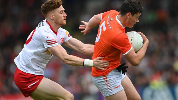 Aaron McKay, Armagh, and Conor Meyler, Tyrone, in action at the Athletic Grounds.