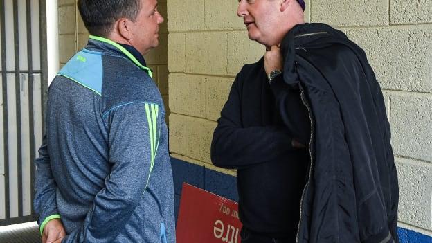 Wexford manager Davy Fitzgerald in conversation with former inter-county star Tom Dempsey.