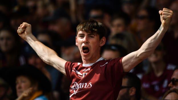 A Galway supporter cheers on his team against Kilkenny in the Leinster SHC Final replay. 