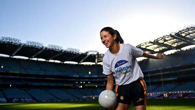 Irish Life announces four-year partnership with GAA Healthy Clubs. To date, GAA Healthy Clubs has engaged 300 clubs and with the sponsorship, they expect to see an additional 375 clubs join the growing movement by January 2024. Pictured at the announcement at Croke Park in Dublin is Meath ladies footballer Niamh O’Sullivan. 