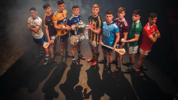  Billy Power, Waterford, Charlie McGuckin, Wexford, Diarmuid Ryan, Clare, Paddy Cadell, Tipperary, Adrian Mullen, Kilkenny, David Keogh, Dublin, Darren Morrissey, Galway, Ronan Connolly, Limerick, and Brian Turnbull, Cork, pictured at the launch of the 2019 Bord Gáis Energy GAA Hurling All-Ireland U-20 Championship.