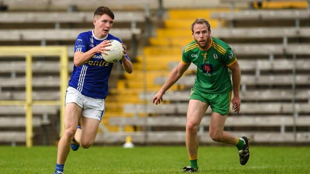 Matthew Maguire of Scotstown in action against James Conlon of Carrickmacross during the Monaghan County Senior Football Championship Semi-Final between Scotstown and Carrickmacross Emmets at St Tiernach's Park in Clones, Monaghan. 