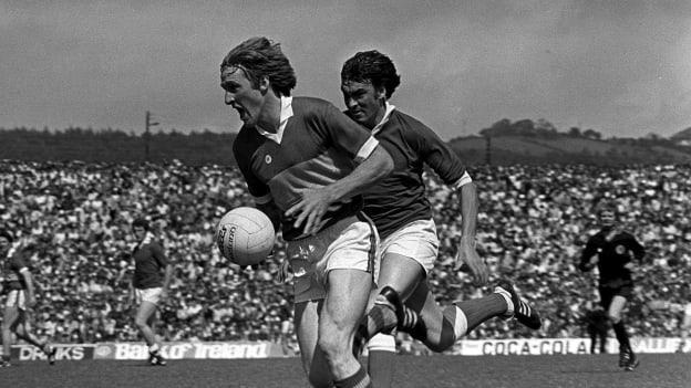Pat Spillane in action against Cork in the 1981 Munster SFC Final.