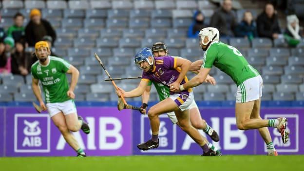Dara Purcell, Kilmacud Crokes, and Jack Kavanagh, St Mullin's, in AIB Leinster Club SHC action at Croke Park.