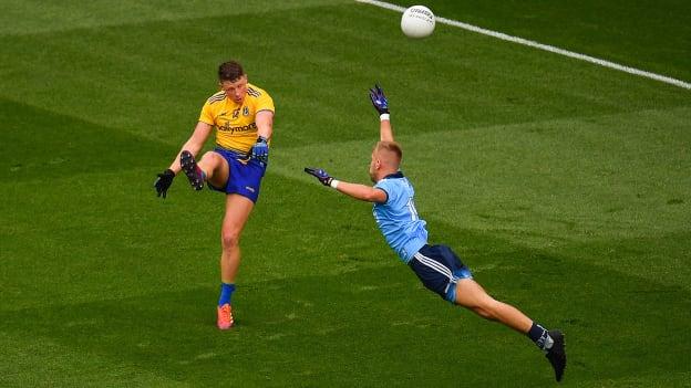 Conor Cox of Roscommon in action against Jonny Cooper of Dublin during the GAA Football All-Ireland Senior Championship Quarter-Final Group 2 Phase 2 match between Dublin and Roscommon at Croke Park in Dublin.