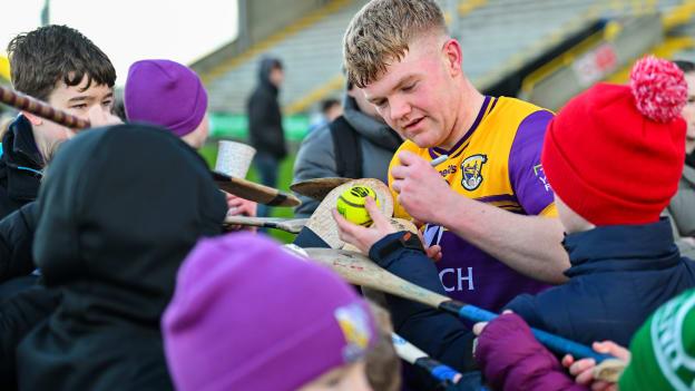 Cian Byrne of Wexford signs autographs after the Dioralyte Walsh Cup Round 3 match between Wexford and Carlow at Chadwicks Wexford Park in Wexford. Photo by Tyler Miller/Sportsfile