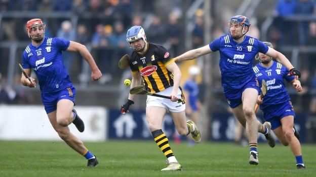 TJ Reid, Kilkenny, and Clare's Peter Duggan and David Fitzgerald in Allianz Hurling League action earlier this month. Photo by John Sheridan/Sportsfile