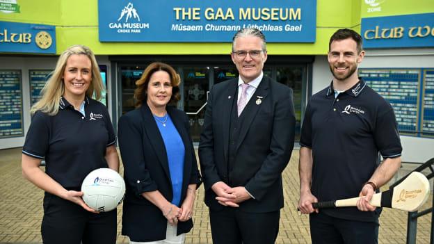 Pictured is Catherine Lonergan, Bord Gáis Energy Director of Energy, Marketing & Data, and Jarlath Burns, Uachtarán Chumann Lúthchleas Gael, alongside Bríd Stack and Neil MacManus at the launch of the Bord Gáis Energy GAA Legends Tour Series of Croke Park for 2024. After over a decade of partnership the Bord Gáis Energy Legends Tour Series of Croke Park returns once again for 2024 and includes a star-studded line up of Gaelic Games players. For a full schedule of the Bord Gáis Energy GAA Legends Tour Series of Croke Park and details of how to book a place on a tour, visit crokepark.ie/legends. Booking is essential as the tours sell out quickly.