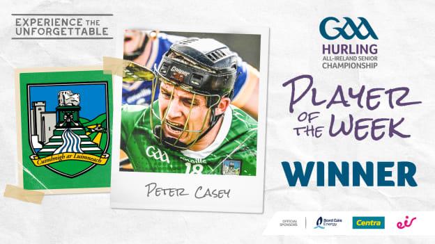 Peter Casey voted GAA.ie Hurler of the Week