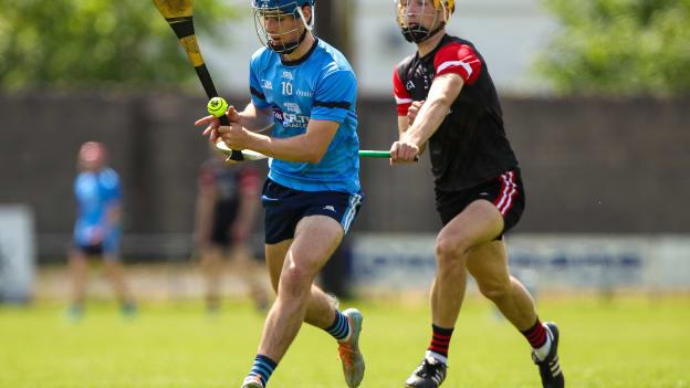 Conor Regan of Dublin in action against Richie Harney of East Cork during the GAA Celtic Challenge Cup Finals match between East Cork and Dublin at St Brendan’s Park in Birr, Offaly. Photo by Michael P Ryan/Sportsfile.