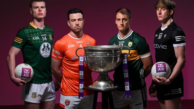 Mathew Costello of Meath, Aidan Forker of Armagh, Stephen O’Brien of Kerry and Pat Spillane of Sligo pictured at the launch of AIB's sponsorship of the 2024 GAA All-Ireland Senior Football Championships at the D-Light Studios in Dublin. AIB marking it’s ninth year sponsoring the GAA All-Ireland Senior Football Championships, will once again will celebrate #TheToughest players in Gaelic Games - highlighting the grit, determination and passion that is required to win this year’s Championship. Photo by David Fitzgerald/Sportsfile