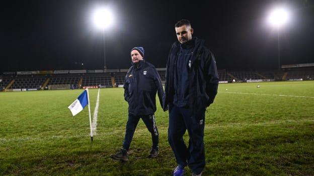 Cavan manager Raymond Galligan and Cavan assistant manager Eamonn Murray after the Bank of Ireland Dr McKenna Cup Group B match between Cavan and Derry at Kingspan Breffni in Cavan. Photo by Piaras Ó Mídheach/Sportsfile.