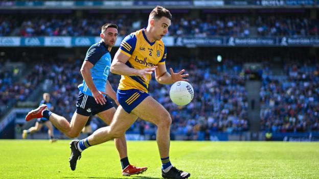 Conor Hussey, Roscommon, and Niall Scully, Dublin, in All-Ireland SFC action at Croke Park last year. Photo by Ramsey Cardy/Sportsfile