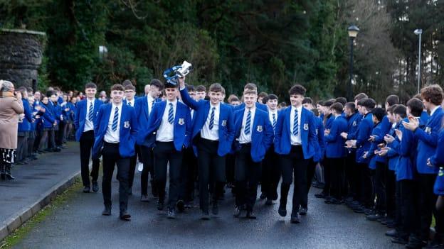 The St. Killian's hurler return to their school with the Mageean Cup. 