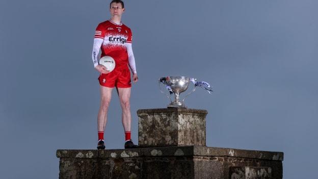 Pictured is Derry senior footballer, Brendan Rogers, who has teamed up with Allianz today to look ahead to the upcoming Allianz Football League Division 1 Final this weekend. This year, during their 32nd year sponsoring the both the competition, Allianz has been campaigning for children and young people to #StopTheDrop and remain involved in sport when transitioning from primary to secondary school. For more information visit https://www.allianz.ie/stopthedrop