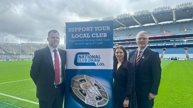 Pictured left to right are, Brian Cormack, Partner, Mazars; Aisling Greenan, GAA National Club & Infrastructure Finance Executive; and Jarlath Burns, Uachtarán Chumann Luthchleas Gael. 