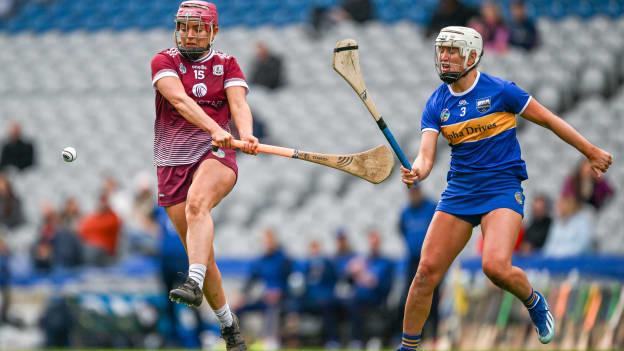 Orlaith McGrath, Galway, and Mairead Eviston, Tipperary, in action at Croke Park. Photo by Brendan Moran/Sportsfile