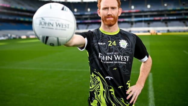 John West Féile Ambassador and Derry footballer Conor Glass during the launch of the John West Féile 2024 at Croke Park in Dublin. Photo by Ramsey Cardy/Sportsfile.
