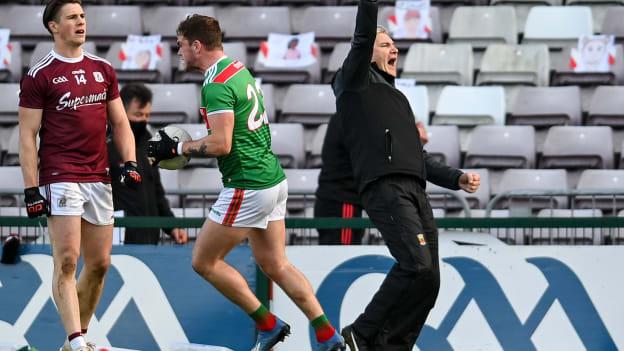 Mayo manager James Horan celebrates following the Connacht SFC Final at Pearse Stadium.