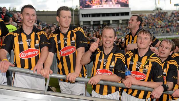 Cillian Buckley, Walter Walsh, Tommy Walsh, Aidan Fogarty and JJ Delaney await to collect the cup following their victory over Galway in the 2012 All-Ireland SHC Final replay. 