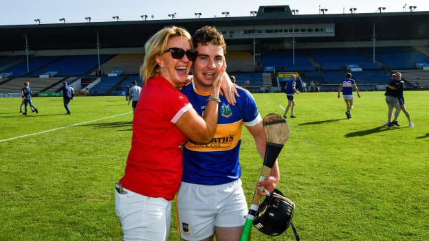 Scorer of the winning goal, Bryan McLoughney of Kiladangan, is congratulated after the Tipperary County Senior Hurling Championship Final match between Kiladangan and Loughmore-Castleiney at Semple Stadium in Thurles, Tipperary. 