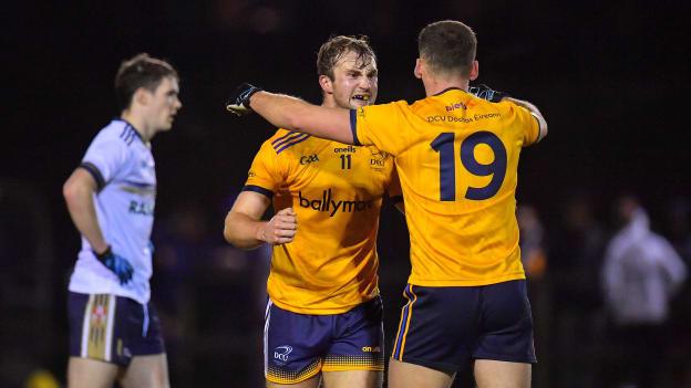 DCU's Shane Walsh and Karl Lynch Bisset celebrate following the Sigerson Cup quarter-final clash.