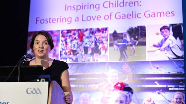 Valerie Kennelly, an Optometrist who is a world leading authority on sports vision, pictured speaking during the 2014 GAA Coaching Development Conference. 