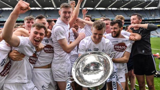 The Kildare hurlers celebrate after their 2022 Christy Ring Cup success. 