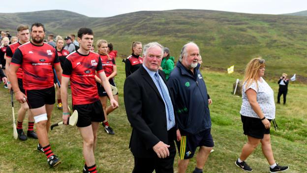 Tom Ryan and Martin Donnelly pictured during the 2019 National Poc Fada finals parade.