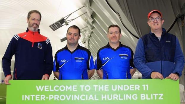 Adrian Hession, second from right, pictured at a recent U-11 hurling blitz in the University of Galway Connacht GAAAirdome.  