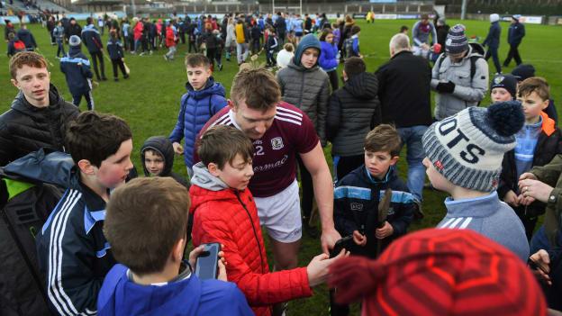 Joe Canning with young supporters after the game at Parnell Park.