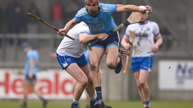 Danny Sutcliffe of Dublin in action against Austin Gleeson of Waterford during the Allianz Hurling League Division 1B Round 4 match between Dublin and Waterford at Parnell Park in Donnycarney, Dublin. 