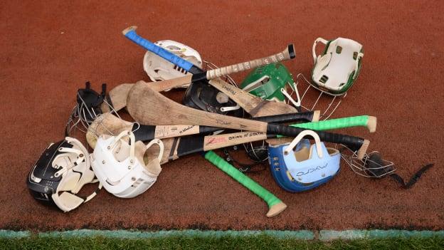 Hurleys and helmets before the 2016 All Ireland Minor Hurling Final at Croke Park.