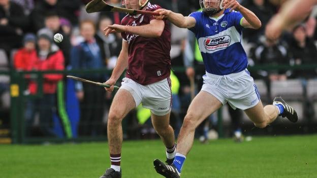 Brian Concannon of Galway in action against Joe Phelan of Laois during the Allianz Hurling League Division 1B Round 1 match between Galway and Laois at Pearse Stadium in Galway. 