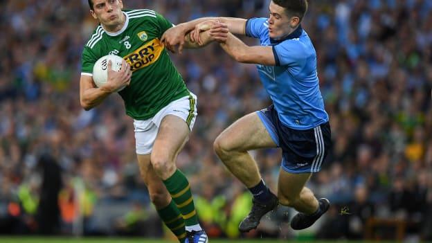 Brian Fenton tussles with Kerry's David Moran during the 2019 All-Ireland SFC Final replay. 