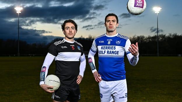 Cian Sheehan of Newcastle West, left, and David Moran of Kerins O’Rahilly’s pictured ahead of the 2022 AIB Munster GAA Football Senior Club Championship Final.