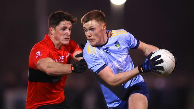 Kieran Kennedy, UCD, in Electric Ireland Sigerson Cup action against UCC's Colm O'Callaghan.