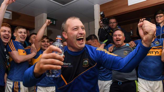 Liam Cahill celebrates following Tipperary's Bord Gais Energy All Ireland Under 21 Final win in 2018.