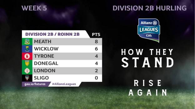 How they stand in Division 2B of the Allianz Hurling League. 