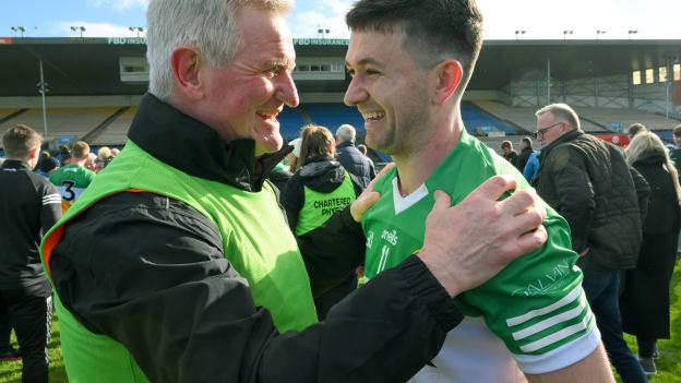 Offaly manager Martin Murphy and Ruairí McNamee after the Allianz Football League Division 3 match between Tipperary and Offaly at FBD Semple Stadium. Photo by Ray McManus/Sportsfile