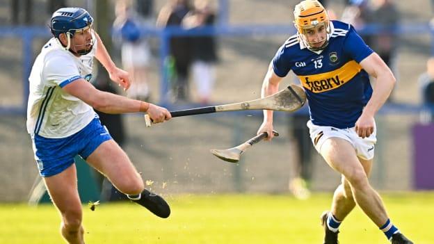 Mark Kehoe of Tipperary in action against Conor Prunty of Waterford during the Allianz Hurling League Division 1 Group B match between Waterford and Tipperary at Walsh Park in Waterford.